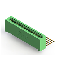 18 Position Female Connector Non Specified - Single Edge Gold 0.100" (2.54mm) Green