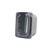 Enclosure Plastic, Polycarbonate Gray, Clear Cover/Door Cover Included 7.040" L x 5.040" W (178.82mm x 128.02mm) X 4.330" (109.98mm)