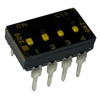 Dip Switch SPST 4 Position Through Hole Slide (Standard) Actuator 100mA 20VDC