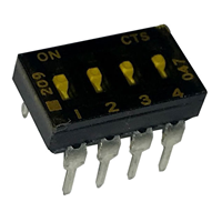 Dip Switch SPST 4 Position Through Hole Slide (Standard) Actuator 100mA 20VDC