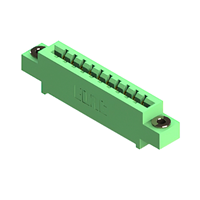10 Position Female Connector Non Specified - Single Edge Gold 0.156" (3.96mm) Green