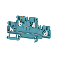 Terminal Block Connector 4 Position Feed Through Blue 12-28 AWG