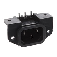 Power Entry Connector Receptacle, Male Blades IEC 320-C14 Panel Mount, Flange; Through Hole, Right Angle
