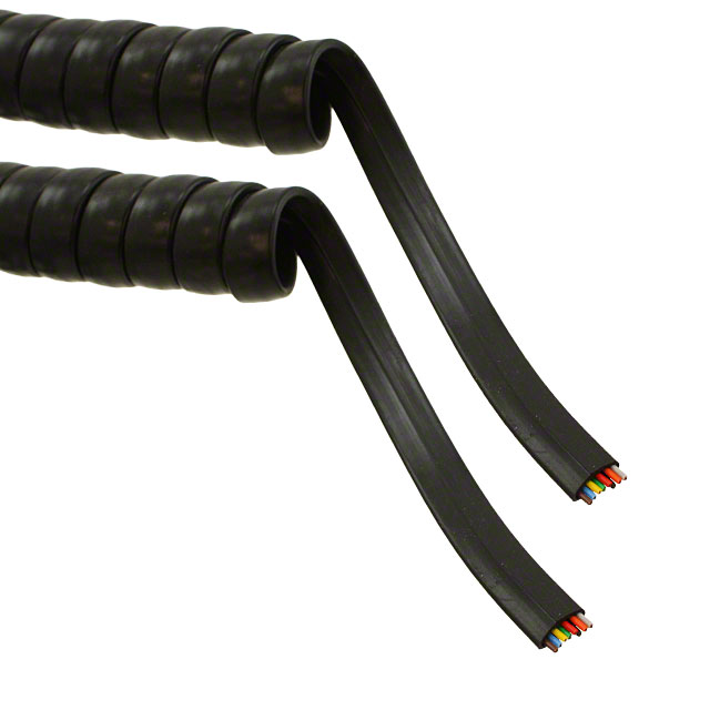 8 Conductor Modular Coil Cable Black 14' (4.27m)