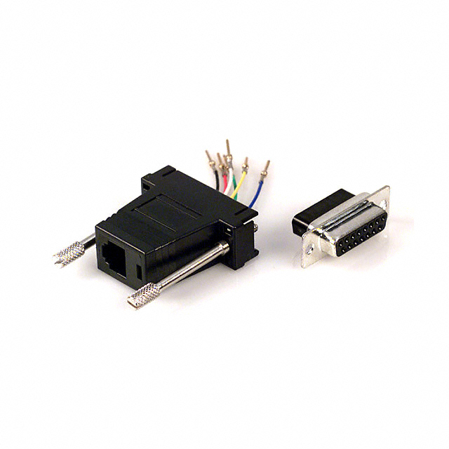 Adapter Connector D-Sub, 15 Pin Female To Modular, Female Jack, 6p6c (RJ11, RJ12, RJ14, RJ25) Black