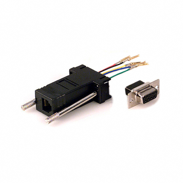 Adapter Connector D-Sub, 9 Pin Female To Modular, Female Jack, 6p6c (RJ11, RJ12, RJ14, RJ25) Black