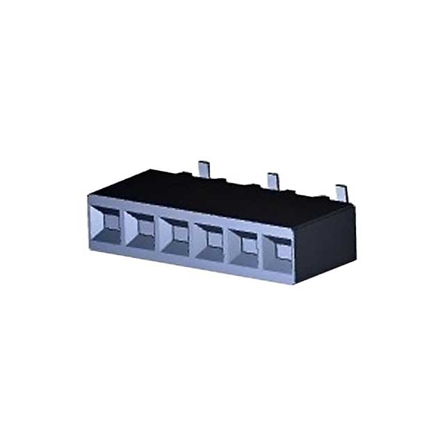 6 Position Receptacle, Bottom or Top Entry Connector 0.100