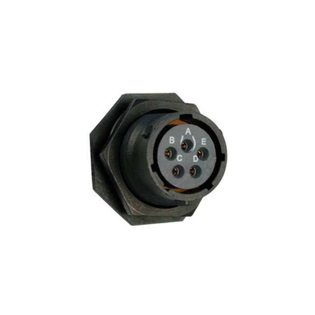 5 Position Circular Connector Receptacle, Female Sockets Solder