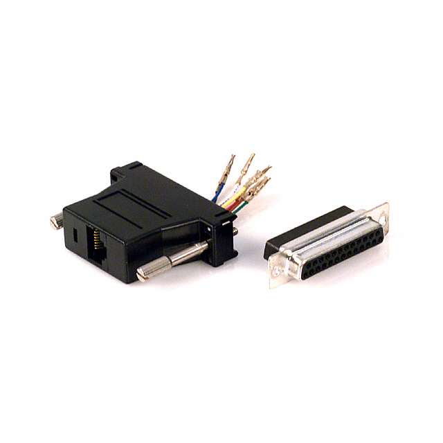 Adapter Connector D-Sub, 25 Pin Female To Modular, Female Jack, 8p8c (RJ45) Black