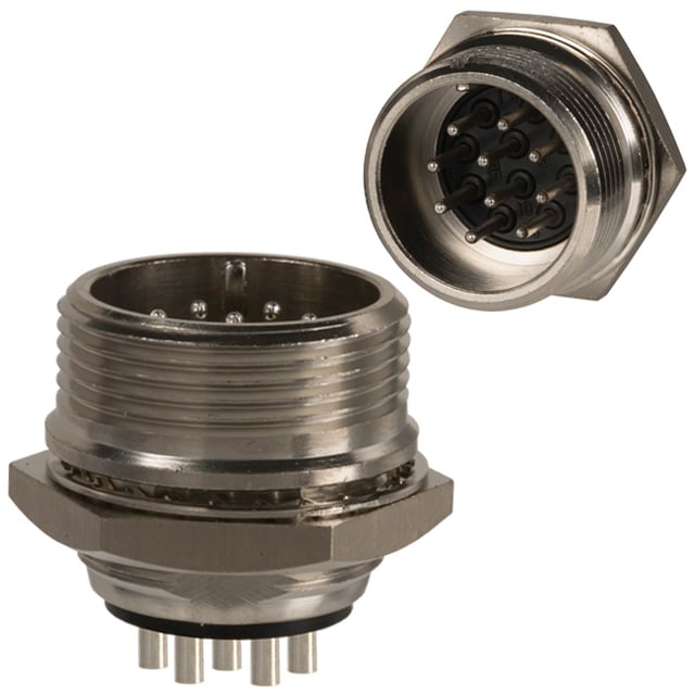 10 Position Circular Connector Receptacle, Male Pins Solder Cup