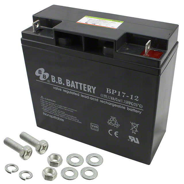 12V 17Ah Battery, Sealed Lead Acid battery (AGM), B.B. Battery BP17-12,  VdS, 181x76x166 mm (LxWxH), Terminal B1 (Fitting M5 bolt and nut)