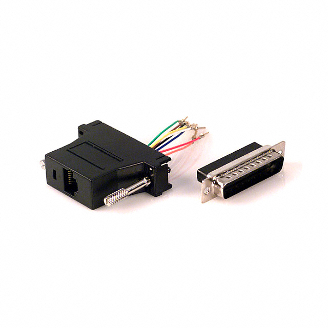 Adapter Connector D-Sub, 25 Pin Male To Modular, Female Jack, 8p8c (RJ45) Black