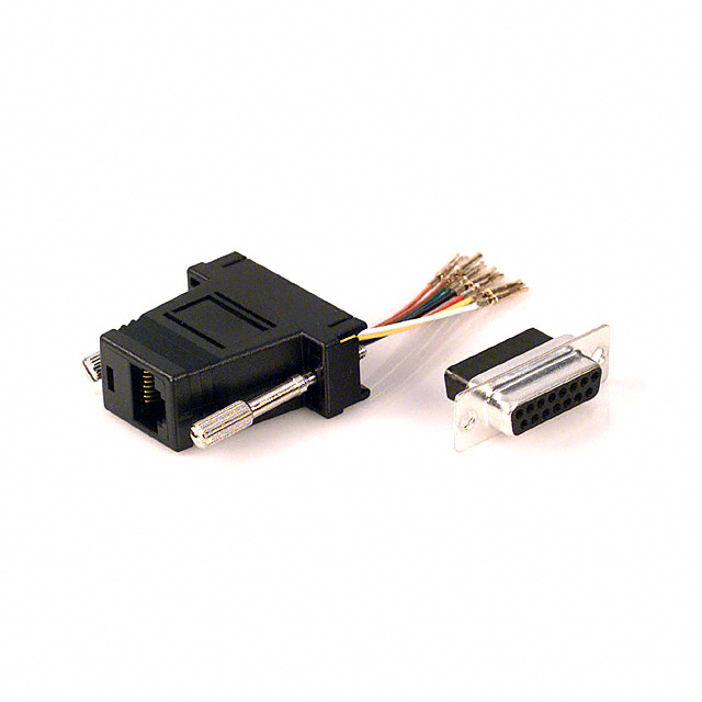 Adapter Connector D-Sub, 15 Pin Female To Modular, Female Jack, 8p8c (RJ45) Black