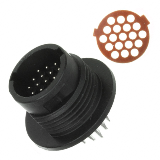 19 Position Circular Connector Receptacle, Male Pins Solder Cup