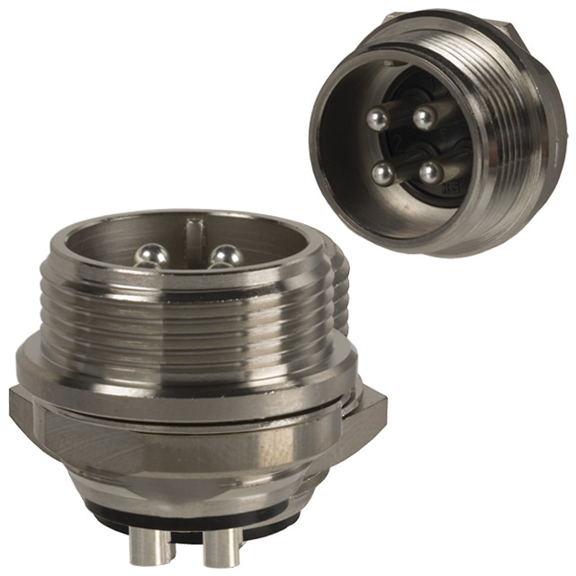 2 Position Circular Connector Receptacle, Male Pins Solder Cup