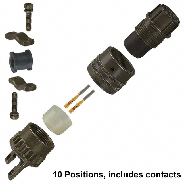 10 Position Circular Connector Plug, Female Sockets Crimp