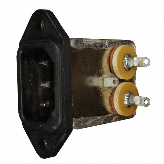 Power Entry Connector Receptacle, Male Blades IEC 320-C14 Panel Mount, Flange; Through Hole, Right Angle