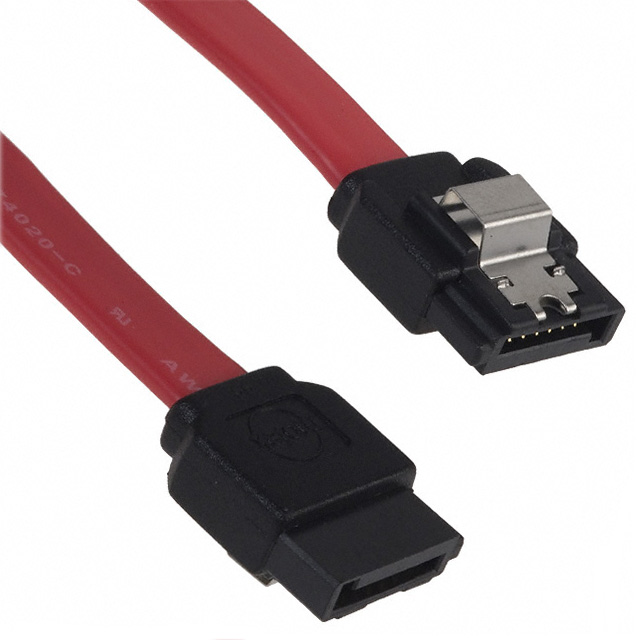 7 Position SATA Receptacle to Receptacle 1.64' (500.00mm) Red Shielded