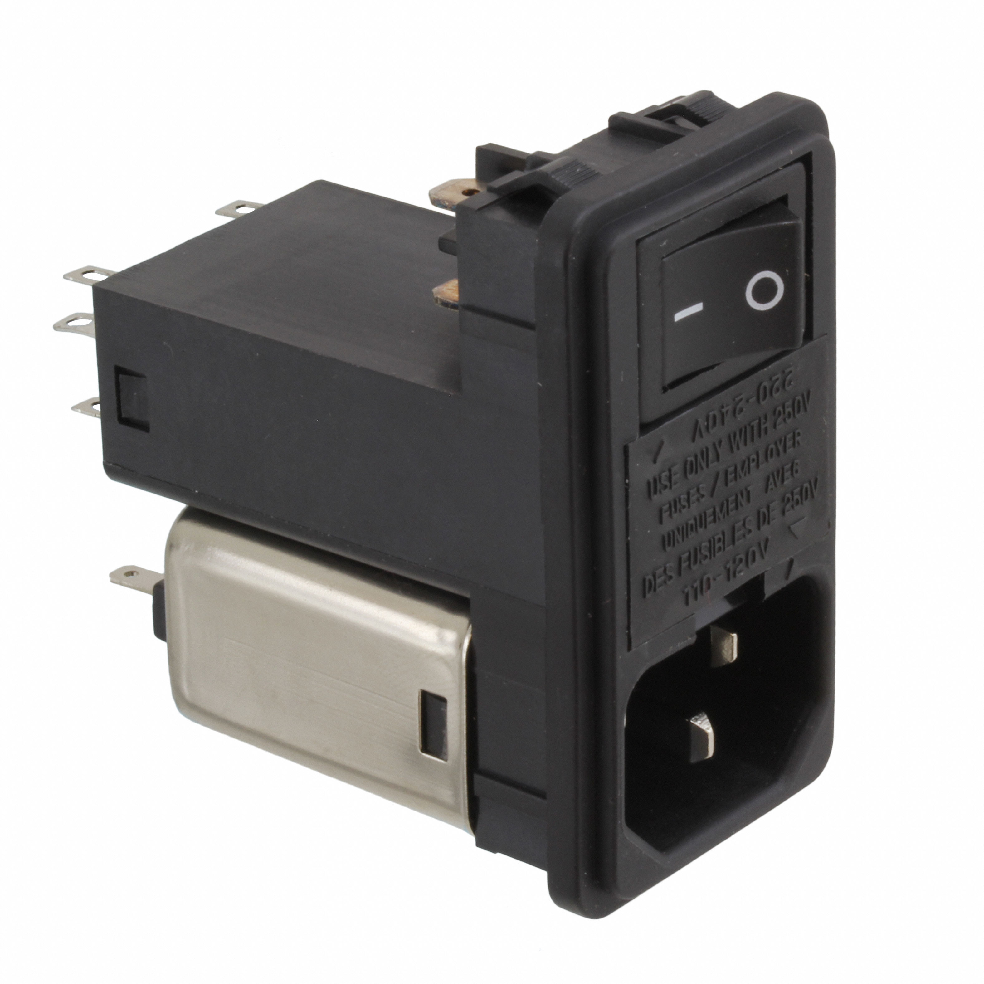 Power Entry Connector Receptacle, Male Blades - Module IEC 320-C14 Panel Mount, Snap-In