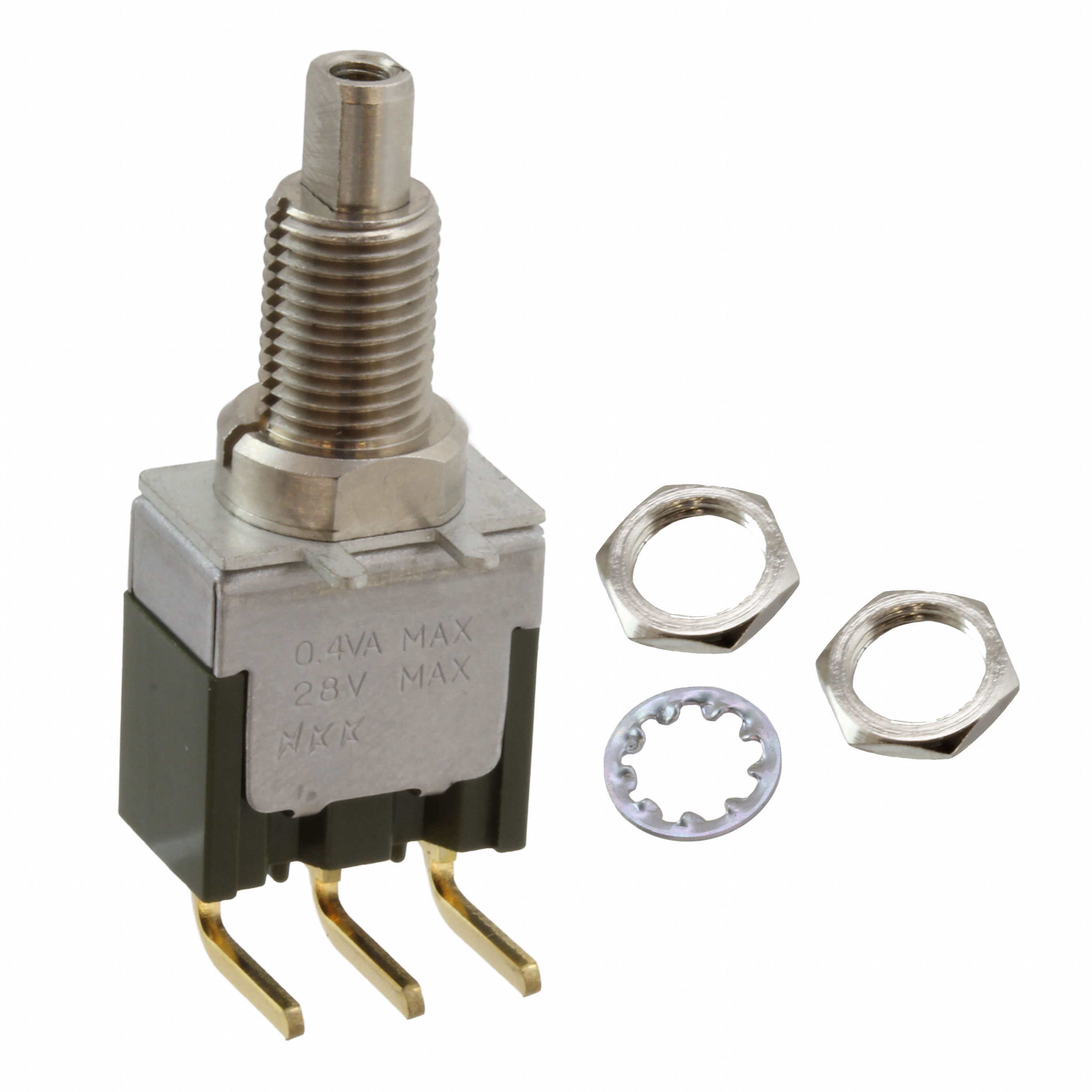 Pushbutton Switch SPDT Standard Panel Mount, Right Angle, Rear