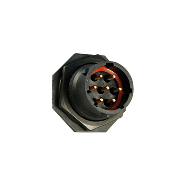 7 (6 + PE) Position Circular Connector Receptacle, Male Pins Solder