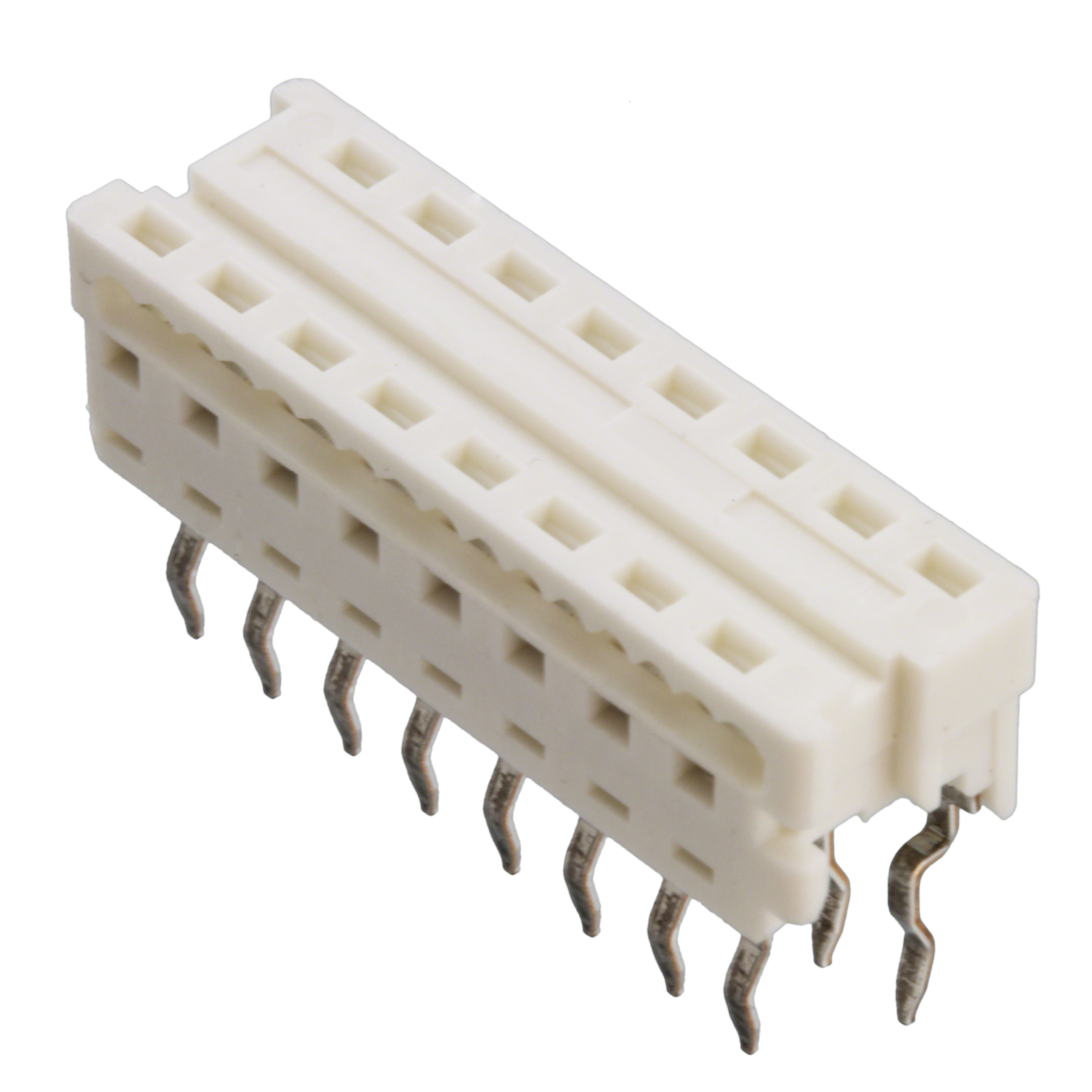 16 Position Ribbon Cable, DIP Header Connector White IDC 26-28 AWG, Stranded Through Hole, Press-Fit