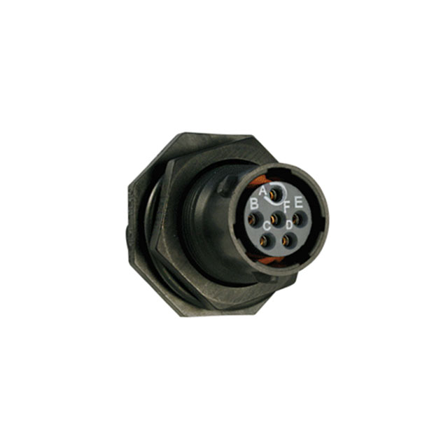 6 Position Circular Connector Receptacle, Female Sockets Solder Cup
