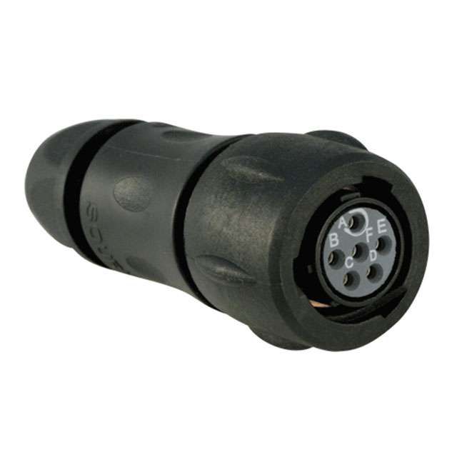 6 Position Circular Connector Plug, Female Sockets Solder Cup