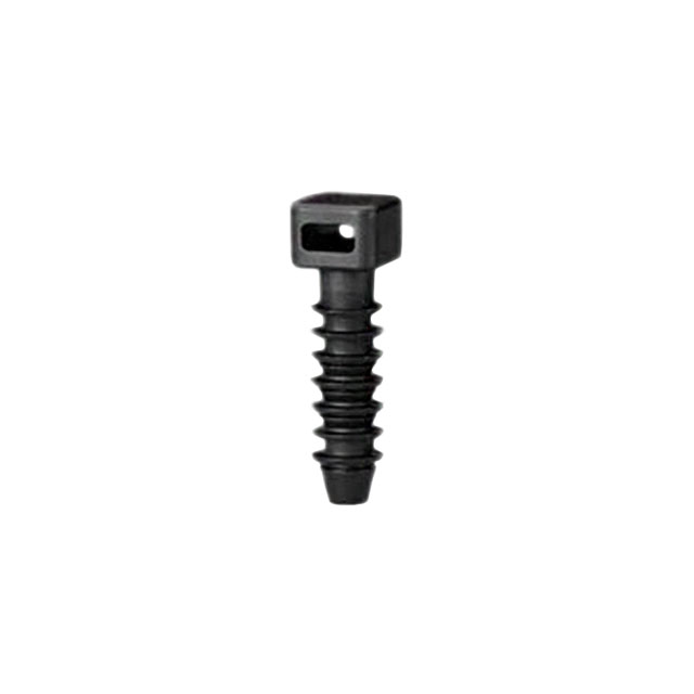 Single Opening Cable Tie Holder Black Push In - Ribbed Shaft