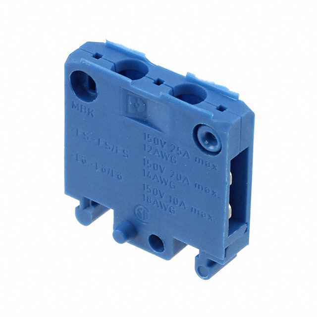 Terminal Block Connector 2 Position Feed Through Blue 18-20 AWG