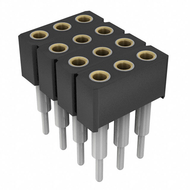 12 Position Socket Connector 0.100 (2.54mm) Through Hole Gold