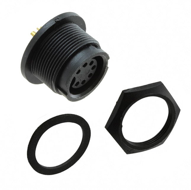 7 Position Circular Connector Receptacle, Female Sockets Solder Cup