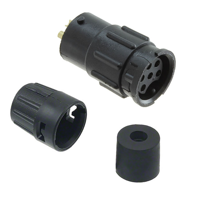 6 Position Circular Connector Receptacle, Female Sockets Solder Cup