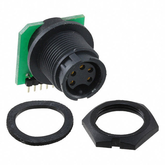 5 Position Circular Connector Receptacle, Female Sockets Circuit Board, Solder