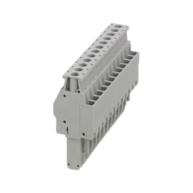 12 Position Terminal Block Plug, Female Sockets 90° Free Hanging (In-Line)