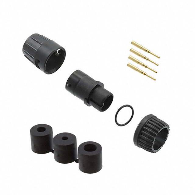 4 Position Circular Connector Plug, Male Pins Crimp