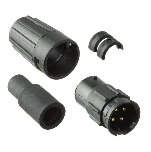 4 Position Circular Connector Receptacle, Male Pins Solder Cup