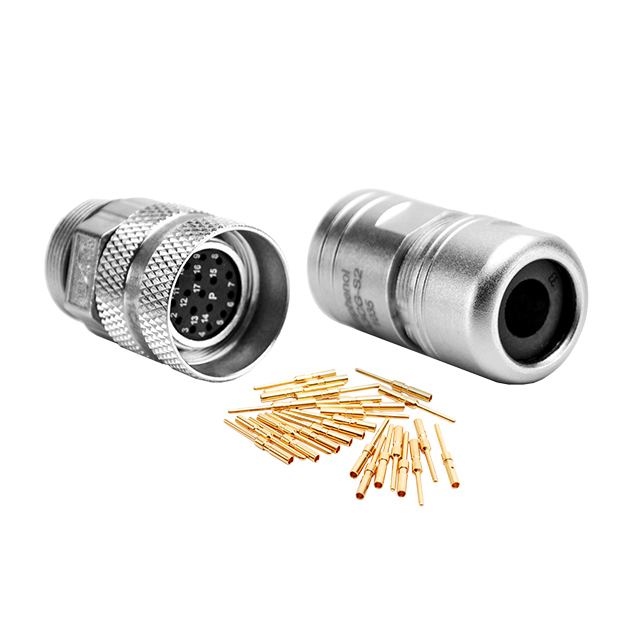 17 Position Circular Connector Plug, Male Pins Crimp