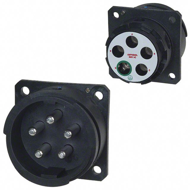 5 Position Circular Connector Receptacle, Male Pins Screw