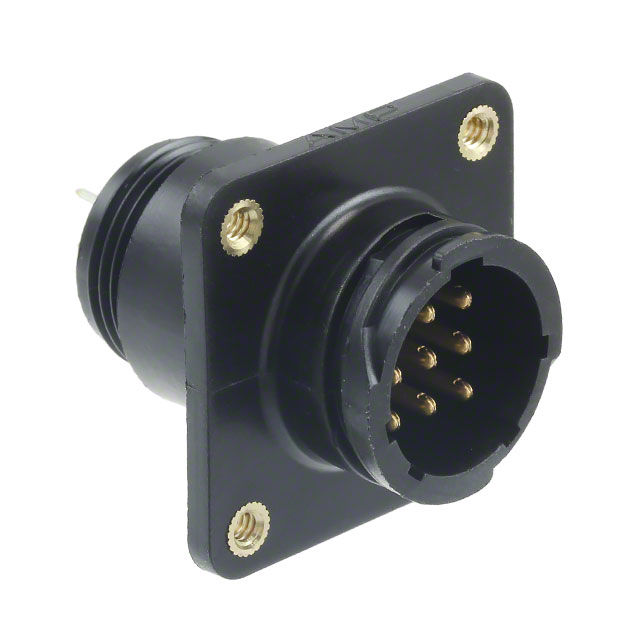 9 Position Circular Connector Receptacle, Male Pins Solder