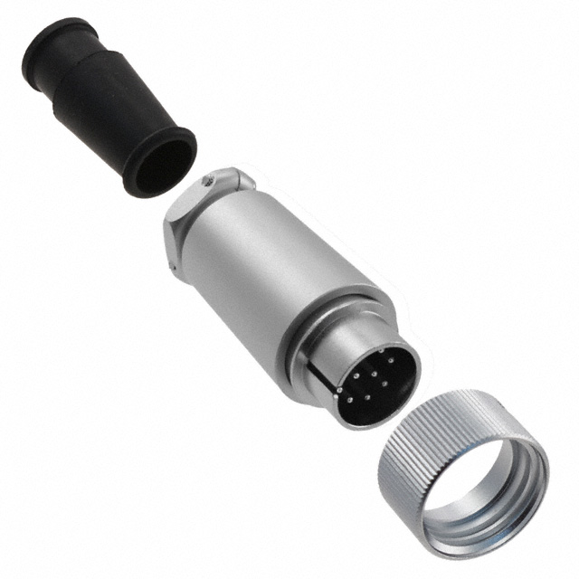 10 Position Circular Connector Plug, Male Pins Solder Cup