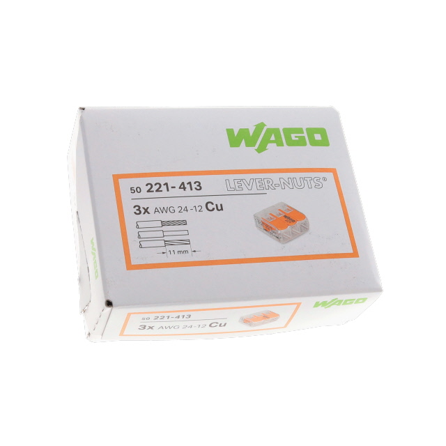 Wago Compact Splicing Connector, 3-Conductor, Orange, Pack of 100 (Wago  2773-403/K000-0002)