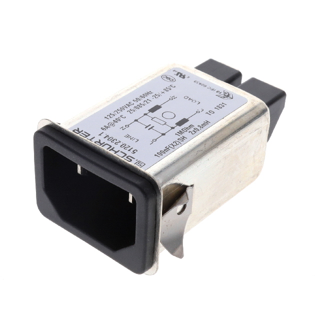 Power Entry Connector Receptacle, Male Blades IEC 320-C18 Panel Mount, Snap-In