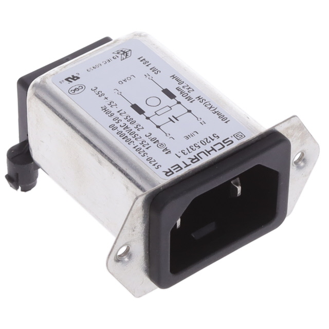 Power Entry Connector Receptacle, Male Blades IEC 320-C18 Panel Mount, Flange; Through Hole, Right Angle