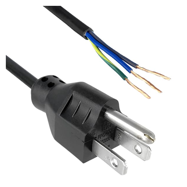 9.84' (3.00m) Power Cord Black NEMA 5-15P To Cable SJT