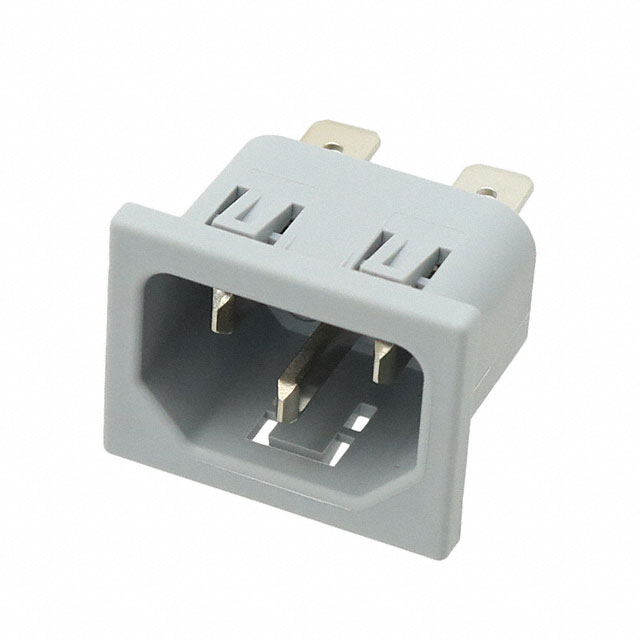 Power Entry Connector Receptacle, Male Blades IEC 320-C14 Panel Mount, Snap-In