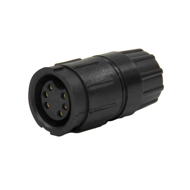 6 Position Circular Connector Receptacle, Female Sockets Crimp