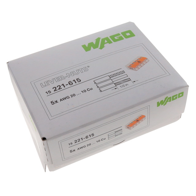 Buy WAGO 221-615 221 Connector clip flexible: 0.50-6 mm² fixed: 0.50-6 mm²  Number of pins (num): 5 1 pc(s) Transparent, Oran