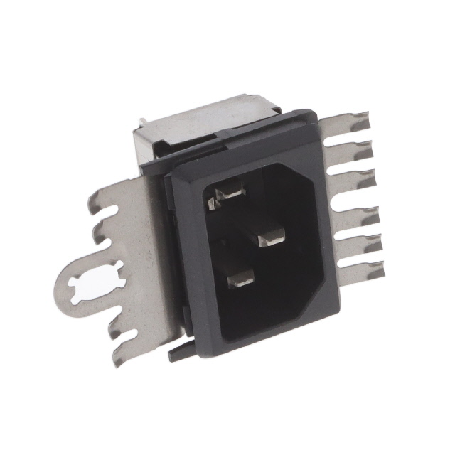 Power Entry Connector Receptacle, Male Blades IEC 320-C14 Panel Mount, Snap-In