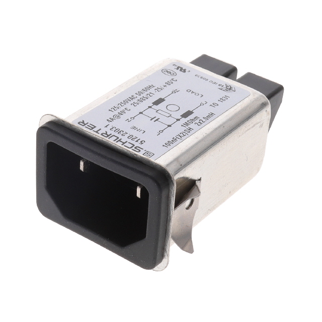 Power Entry Connector Receptacle, Male Blades IEC 320-C18 Panel Mount, Snap-In
